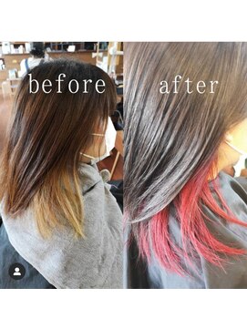 スミカ(sumica) #インナーカラー　#赤　#オリーブグレージュ