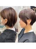 後毛ショートボブカット