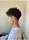 MEN'S HAIR束感波巻きショートマッシュパーマアッシュブラック