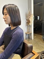 ワ ヘアー(wa-hair)&nbsp;斜めバンク韓国風ボブ　髪質改善　ヘルシースタイル20代30代潤艶
