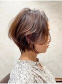 顔周りレイヤーカット×傷めない白髪染め[30代/40代/50代]