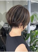 くびれショートボブ40代50代グレイカラー白髪染め白髪ぼかし