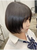 □#顔まわり小顔レイヤー#黒髪ボブ#レイヤーボブ#ボブルフ