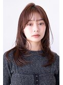チョコグレージュ/20代30代大人かわいい/ミディアムレイヤー