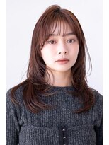 チョコグレージュ/20代30代大人かわいい/ミディアムレイヤー