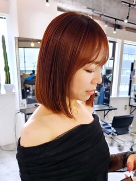 エイス 梅田 中津(Ace) きりっぱなしボブ ローズピンクカラー