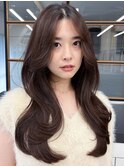 韓国くびれレイヤー渋谷髪質改善カラー顔周りレイヤーカット