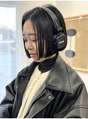 ＊20代30代ミニボブレイヤー丸みボブ前髪ありボブ顔周りレイヤー