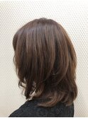 くびれ/ミディアムレイヤー/20代30代40代/ココアブラウン/小顔