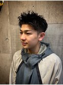 1539黒髪アッシュブラックツーブロック刈り上げ短髪ショート