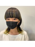 大人可愛い20代30代40代インナーカラー小顔ウルフレイヤーボブ