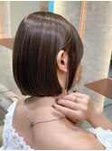 ココアベージュ×レイヤー[小顔/黒髪/オリーブグレー]