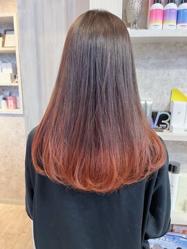 福山人気20代30代40代グラデーションダブルカラー艶髪オレンジ