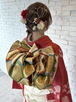 ロジェブルー(Rosier Bleu)&nbsp;【成人式ヘアセット】編みおろしポニー×水引×お花