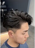 韓国へアカルマパーマワックスなしセンターパート黒髪ウルフ