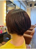 大人かわいいショートボブ【イルミナカラー】カーキグレージュ