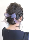リボン×シニヨンヘア