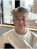 大人海外メンズ七三分けサイドパートフェードカット：尾上　雄輝
