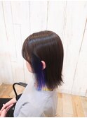 インナーカラー×切りっぱなしボブ