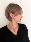 ハイライト白髪ぼかしダブルカラーインナーカラーショートボブ