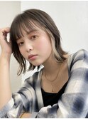 インナーカラーボブフェイスフレーミングベージュ顔周りボブ30代