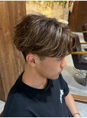 ニュアンパーマ メンズハイライト センターパート