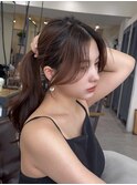 レイヤーロング/韓国レイヤー ショコラブラウンオリーブベージュ