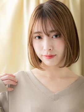 モッズヘア 越谷(mod's hair) 美髪細めハイライト前下がり小顔切りっぱなしボブY越谷20代30代