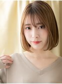 美髪細めハイライト前下がり小顔切りっぱなしボブY越谷20代30代