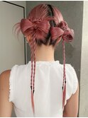 カチモリ×リボンヘアセット×ハイトーンピンクカラー