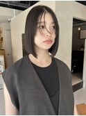 前下がりボブミニボブグレージュカラー/中西