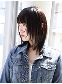 オン眉/ウルフボブ/アッシュブラック/顔まわりレイヤー