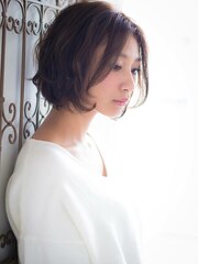 【keep hair design】フェミニンボブ×アプリコットベージュ