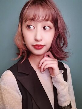 パーク(PARK.umeda) 耳掛けボブ×ピンクブラウン