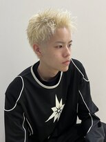 ジャヌ 浜町 眼鏡橋(JANU)&nbsp;メンズスパイキーショート×ホワイトブロンド