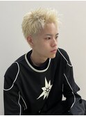 メンズスパイキーショート×ホワイトブロンド