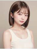 ナチュラルボブくびれヘアアプリコットオレンジ20代30代40代50代