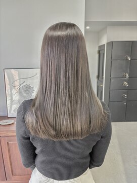 ヘアー アイス 御器所本店(HAIR ICI) ブリーチなしワンカラーオリーブグレージュ透明感カラー秋カラー