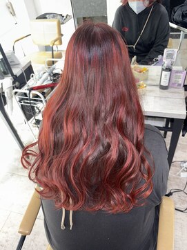 アジールヘア 所沢プロペ通り店(agir hair) レッドカラーダブルカラーブリーチイメチェン似合わせカット所沢