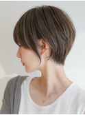 大人可愛い20代30代40代黒髪前下がりショートボブ丸みショート◎