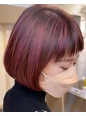 pinkハイライト伸びてもオシャレ