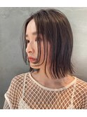 顔まわりカット × 切りっぱなしボブ