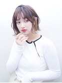 外ハネボブ ペールベージュ セクションカラー 前髪