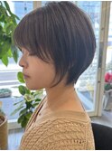小顔カットショートボブ大人可愛いアッシュオリーブ