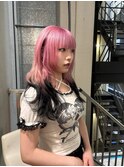 ペールピンク×ブラックのエンド2トーンカラー