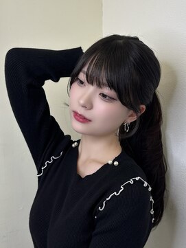 ジーナ 天神(Zina) 顔周りカット/小顔ヘア/黒髪/流れる前髪[福岡天神]