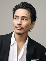 ブラック(BLACK)&nbsp;大人ルーズバック　MEN’S HAIR/リバースセンターパート/表参道