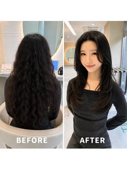 アース 渋谷店(HAIR&MAKE EARTH)の写真/クセを伸ばして毛先は曲げる。縮毛矯正×ストカールで理想の髪へ【渋谷/髪質改善/ストカール】