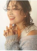 ミディパーマ×ナチュラルお団子アレンジ