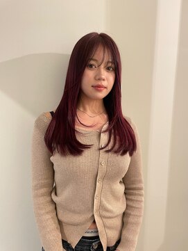 ユニコ(unico) ワインレッド/赤/ロングレイヤー/レイヤー/ダブルカラー